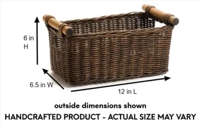 The Basket Lady Petit Wicker Storage Basket, 2 pcs Medium, Antique Walnut Brown by GreenHaven Gardens