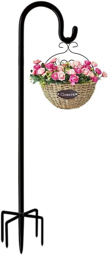 Shepherd Hooks Outdoor 48 Inches for Lanterns Heavy Duty Shepherd Stand Plant Hanger Yard Hooks for Solar Lights,Bird Feeder,Wedding,Mason Jar,Planter Pot,Adjustable Height by GreenHaven Gardens