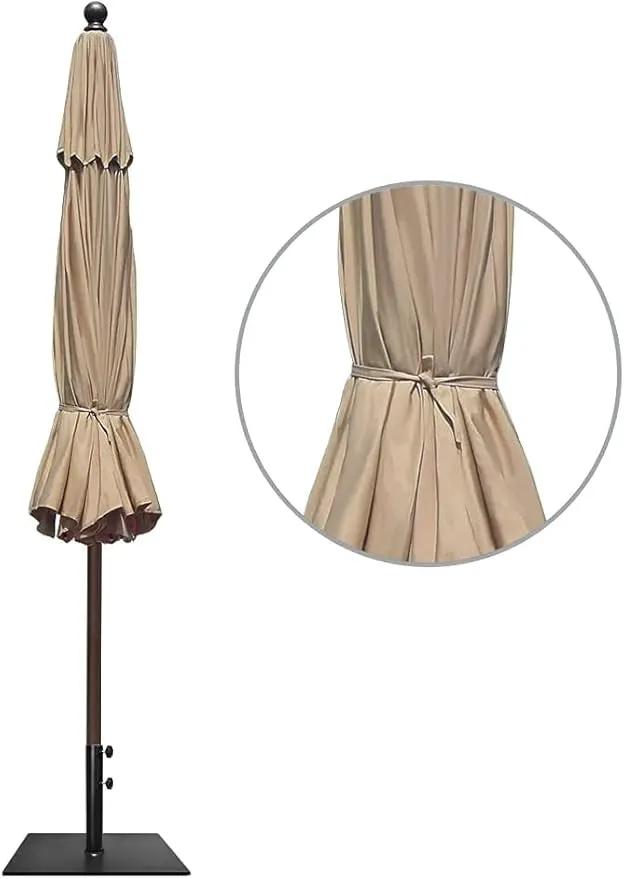EliteShade USA 10-Year-Non-Fading 11Ft Market Umbrella Patio Outdoor Cylinder Auto Push-up Table Umbrella with Ventilation, Heather Beige by GreenHaven Gardens