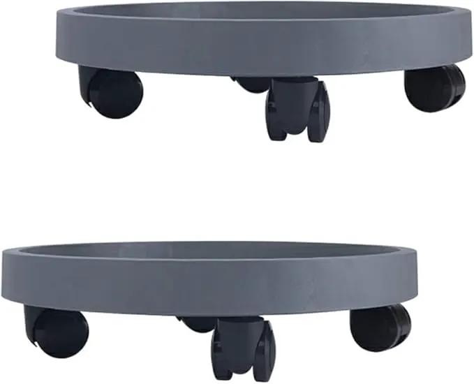 WanderingDonkey 2 Pack of 9.8 Inch Heavy Duty Plant Caddy with Wheels,Rolling Plant Stand Pot Trolley, Potted Flower Mover Dolly with Casters Round Coaster for Indoor Outdoor, Brown by GreenHaven Gardens
