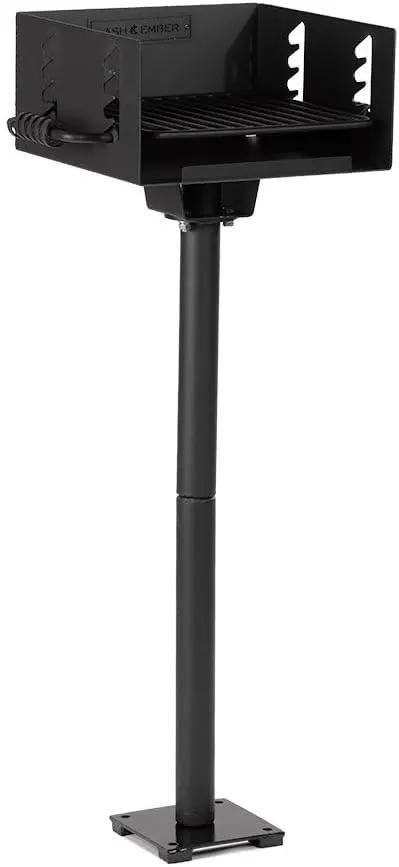 Titan Great Outdoors Park-Style Grill V2, 256 Sq. In Charcoal Grill with Base Anchor, Single Post Outdoor Cooking Backyard BBQ, Camp Grilling Barbecues by GreenHaven Gardens