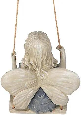 Design Toscano EU42046 Summertime Fairy on a Swing Hanging Statue, 11 Inch, Polyresin, Two Tone Stone by GreenHaven Gardens