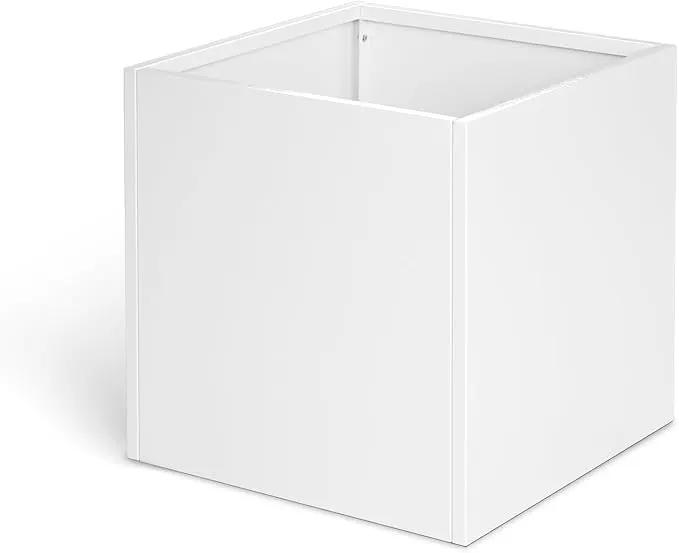 White Steel Planter Square Outdoor Planters Galvanized Steel Planter Box Indoor Metal Large Planters Cube Heavy Duty Flower Pot 32 Inch Modern Commercial Residential for Trees Patio Deck Yard Garden by GreenHaven Gardens