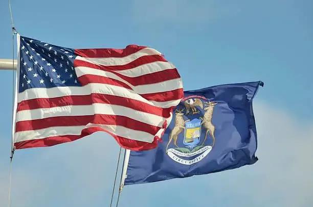 TOPFLAGS Michigan State Flag 4x6 Outdoor MI Flags Double Sided Embroidered Longest Lasting Heavy Duty Polyester Stronger Brass Grommets 4 Stitched Hemming Perfect for Outside by GreenHaven Gardens