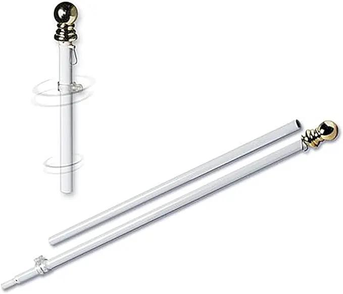 Grace Alley Flag Pole: 6 Foot Tangle Free Spinning Flag Pole. Residential or Commercial Flag Pole. Wind Resistant/Rust Free. (White) by GreenHaven Gardens