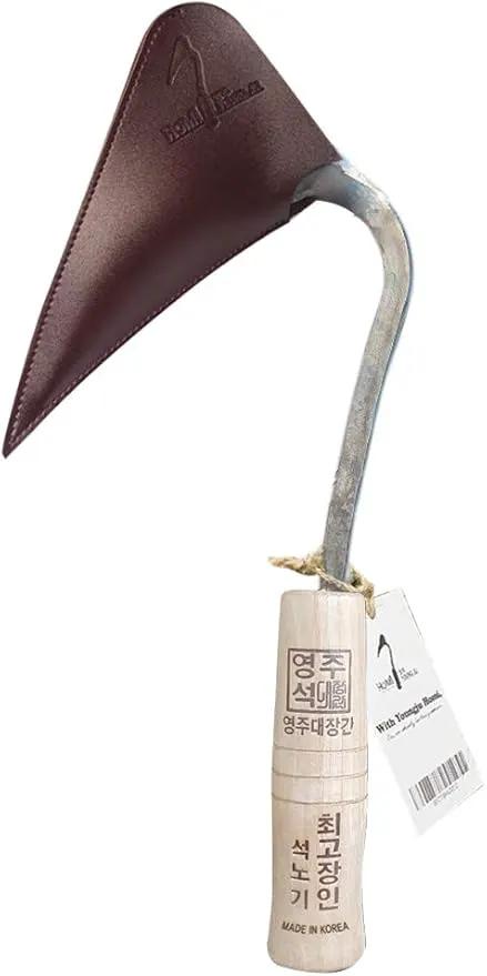 HandPlowHoe Gardentool with Safety Cover for Easy Gardening, Weeding and Farming Made by Korean Master Blacksmith (M GLOVE) by GreenHaven Gardens