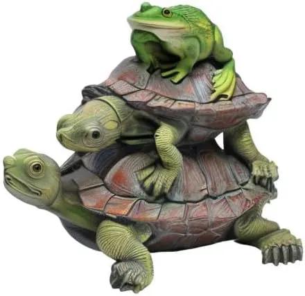Design Toscano In Good Company Frog and Turtles Garden Animal Statue, 11 Inch Long, 8 Inch Tall, Cast Stone Resin, Full Color Finish by GreenHaven Gardens