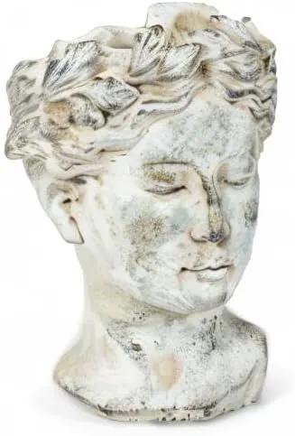 Abbott Collection Goddess Head Planter - Small Cement Indoor and Outdoor Planter Pot - Grecian Woman Statue Head Planter for Flowers and Succulents (Grey, 3.5" Opening) by GreenHaven Gardens