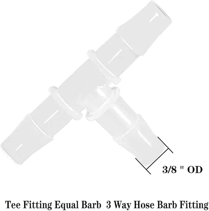 3/8" Tee Fitting Equal Barb 3 Way Hose Barb Fitting，Splicer Joint Mender Adapter Union Fitting for Fuel Gas Liquid Air (Pack of 5) by GreenHaven Gardens