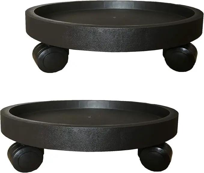WanderingDonkey 2 Pack of 14 Inch Heavy Duty Plant Caddy with Wheels,Rolling Plant Stand Pot Trolley, Potted Flower Mover Dolly with Casters Round Coaster for Indoor Outdoor, Brown by GreenHaven Gardens