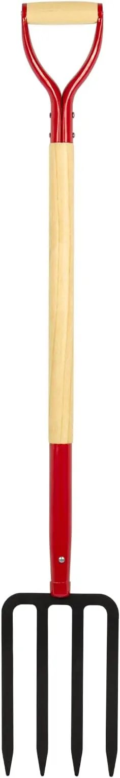 Heavy Duty Garden Fork for Digging, 4 Tines Pitch Fork for Gardening Compost, Garden Pitch Fork with Wooden Handle, 45 Inches by GreenHaven Gardens