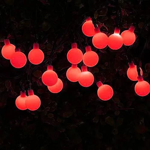 Globe Ball Fairy Lights, 50 LEDs 23ft/7M Solar Led Globe String Lights Waterproof with Two Lighting Modes for Garden Outdoor Party Christmas Decoration (Red) by GreenHaven Gardens