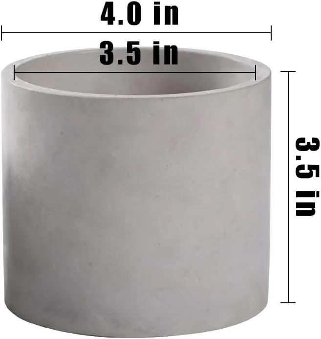 Ekirlin 3.5 in Plant Pot Indoor - Grey Cement Planters with Drain Hole, Removable Rubber Stopper, Non-Slip Soft Pad - Concrete Planter for Most Indoor Plants and Flowers by GreenHaven Gardens