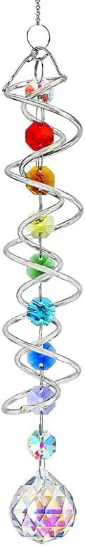 H&D HYALINE & DORA Sun Catchers for Windows,Crystal Sun Catcher with Seven Chakra Beads,Decorative Wind Spinner Tail Suncatcher for Indoor Christmas Decoration17.7in by GreenHaven Gardens