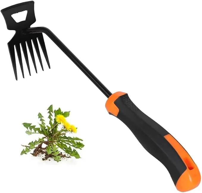 Weed Removal Tool, 2025 New Garden Weeding Tools Manganese Steel Hand Weeder Tool with Handle, 4 Teethes Dual Purpose Manual Weeders Tool Weed Pulling Tool for Garden (Six Teeth) by GreenHaven Gardens