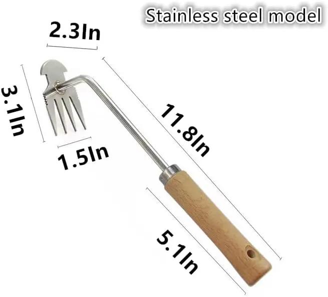 Weed Removal Tool, 2025 New Garden Weeding Tools Manganese Steel Hand Weeder Tool with Handle, 4 Teethes Dual Purpose Manual Weeders Tool Weed Pulling Tool for Garden (Wooden Handle) by GreenHaven Gardens