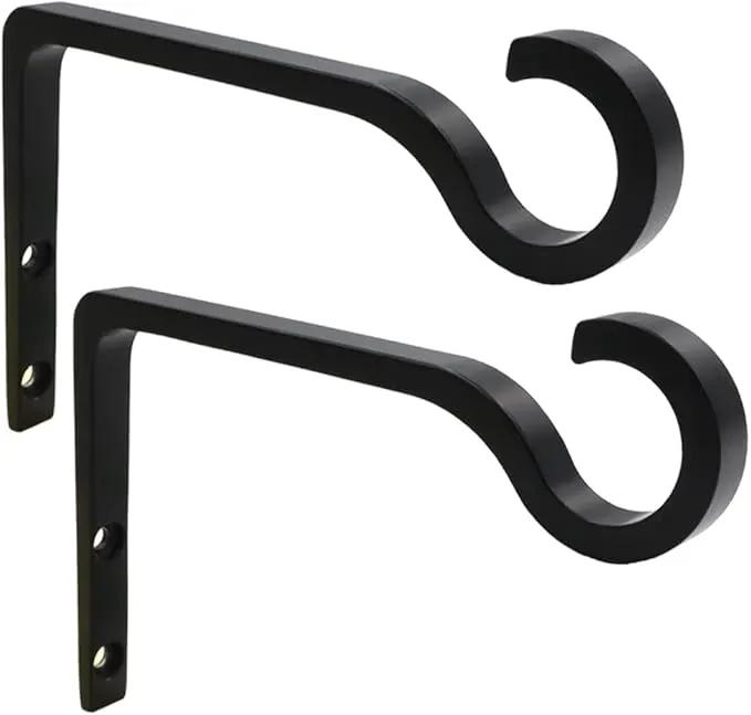 Hanging Plant Bracket 6inch Metal Plant Hook Shepherds Hook Decorative Wall Plant Hanger for Hanging Lanterns, Bird Feeder, Flower Basket, Home Decor Indoor & Outdoor 2 Pack (Black) by GreenHaven Gardens