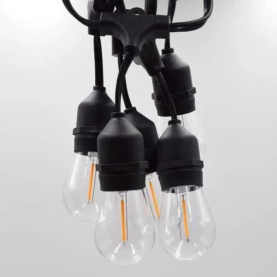 Hometown Evolution, Inc. E26 Outdoor Commercial String Lights with Suspended Socket for Weatherproof Heavy Duty Vintage Outside Lighting (S14 LED Plastic, 50 Foot 25 Socket) by GreenHaven Gardens