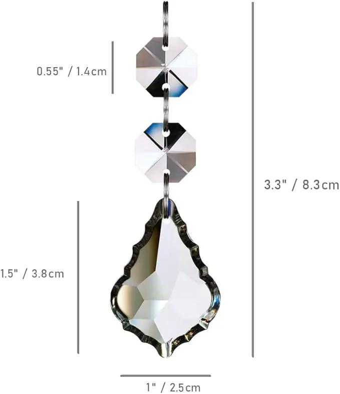 Maple Leaf 20pcs Crystal Chandelier Prisms Replacement Pendant Parts, 38mm Hanging Crystals Beads for Chandelier Wedding Decoration Clear