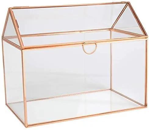 D'Eco Glass House Plant Terrarium (10"x6"x8") - Indoor Tabletop Gold Geometric Planter Terrarium for Succulents, Air Plants, Moss - Home, Garden, Wedding & Office Decor - Gift for Plant Lovers by GreenHaven Gardens