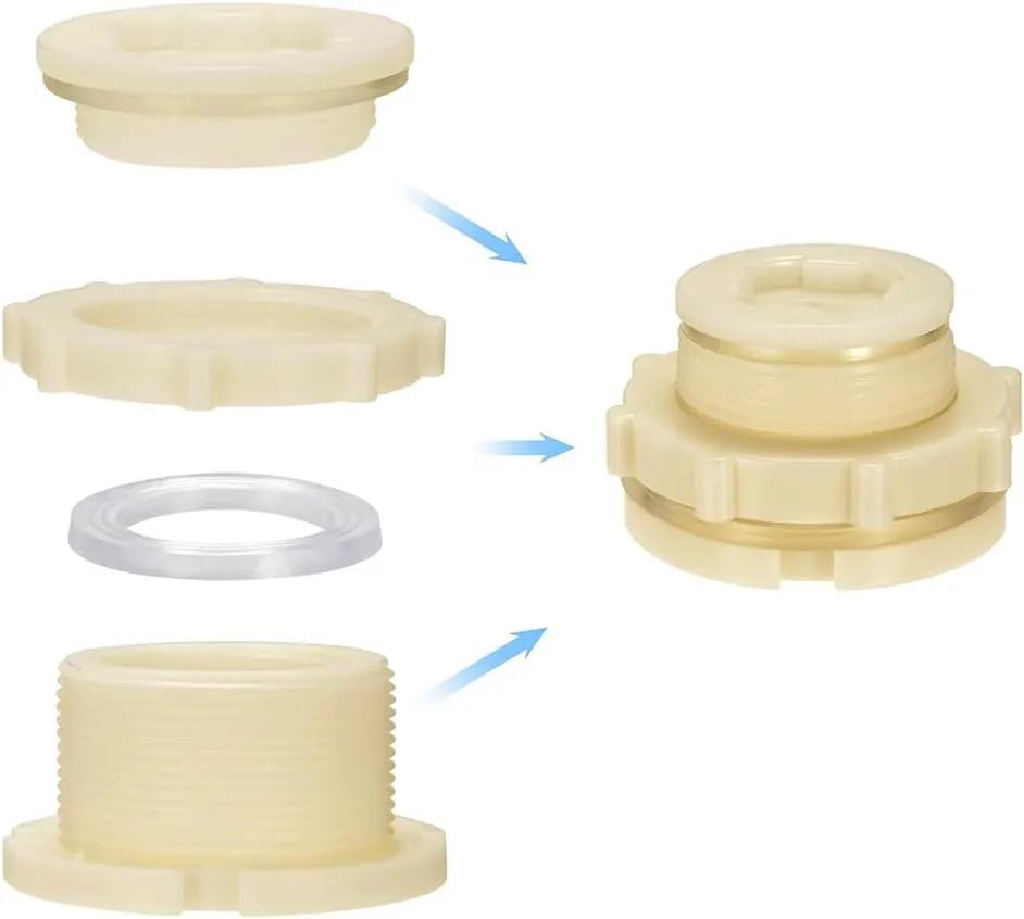 1.25" Female ABS Bulkhead Fitting, Plastic Water Tank Connector Adapter Fitting with Plugs for Outdoor rain Barrel Garden Hose Adapter Spigot kit Water Tank Gallon Drain Bucket(Set of 2) by GreenHaven Gardens