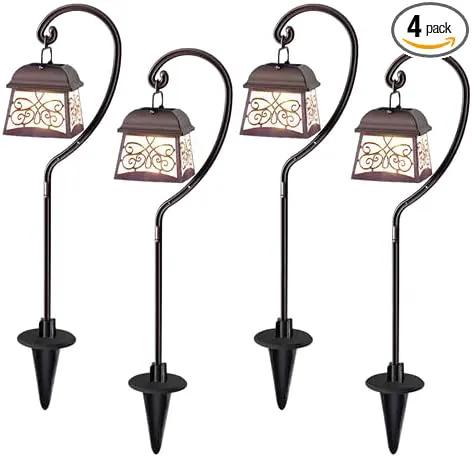Maggift 4 Pack 22 Inch Hanging Solar Lights Multipurpose with 4 Shepherd Hooks Outdoor Solar Coach Lights by GreenHaven Gardens