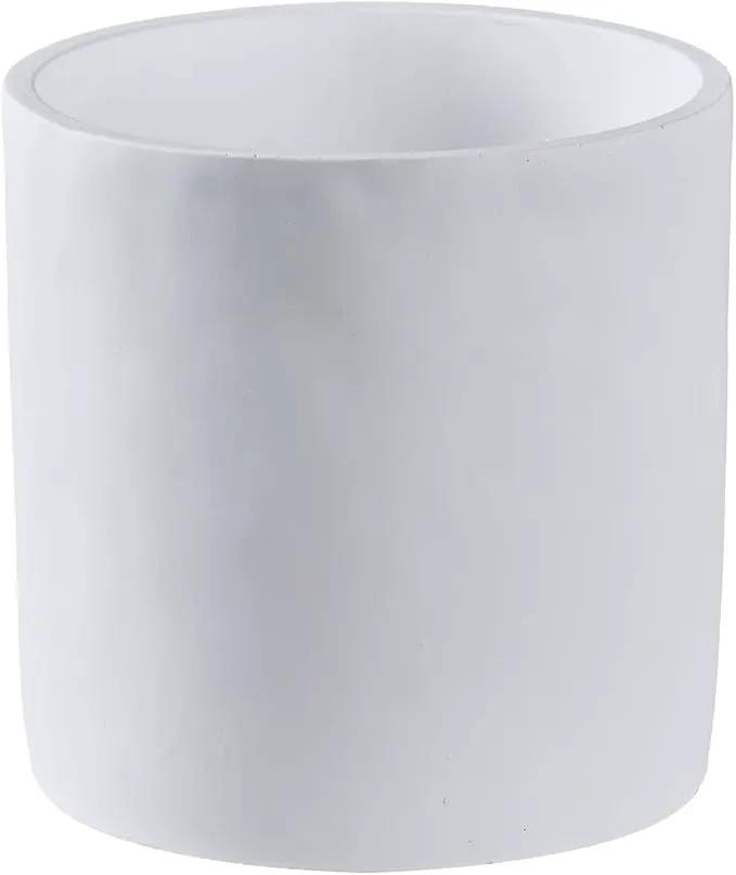 11 Inch Pot for Plants, Large Cement Planter with Drainage Hole, Mid-Century Modern Concrete Flower Pots for Home Decor, Office & Outdoor (White) by GreenHaven Gardens