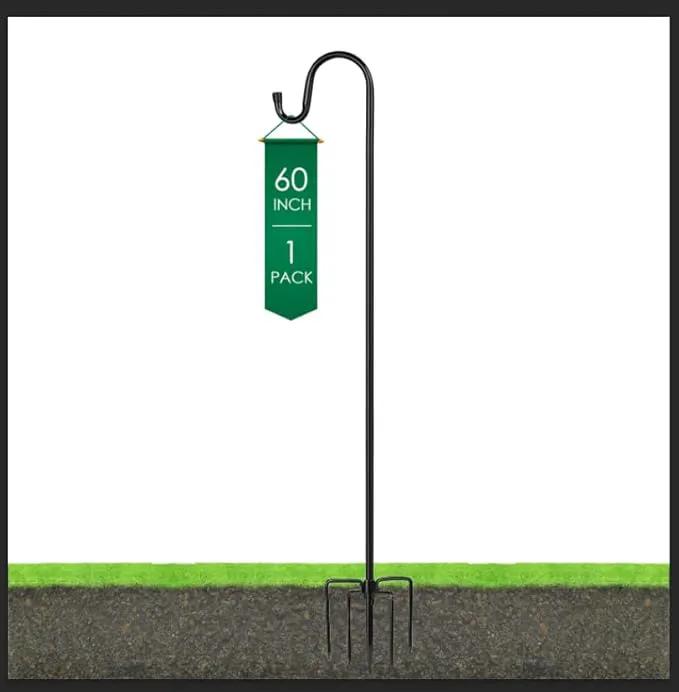 Ottsuls Shepherds Hooks for Outdoor - 60" Heavy Duty Bird Feeder Pole with 5 Prong Base, Adjustable Stand Hanger for Garden Plant, Hummingbird Feeder, Lantern Lights - Haning Wedding Decor (1 Pack) by GreenHaven Gardens