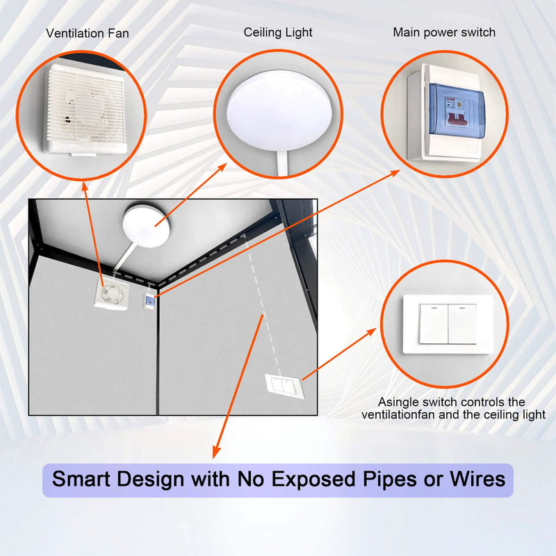 42-Inch One-Person Portable Outdoor Toilet Cabin With Light, Sink And Vent Fan (SAK45672) by SAKSBY WHOLESALE