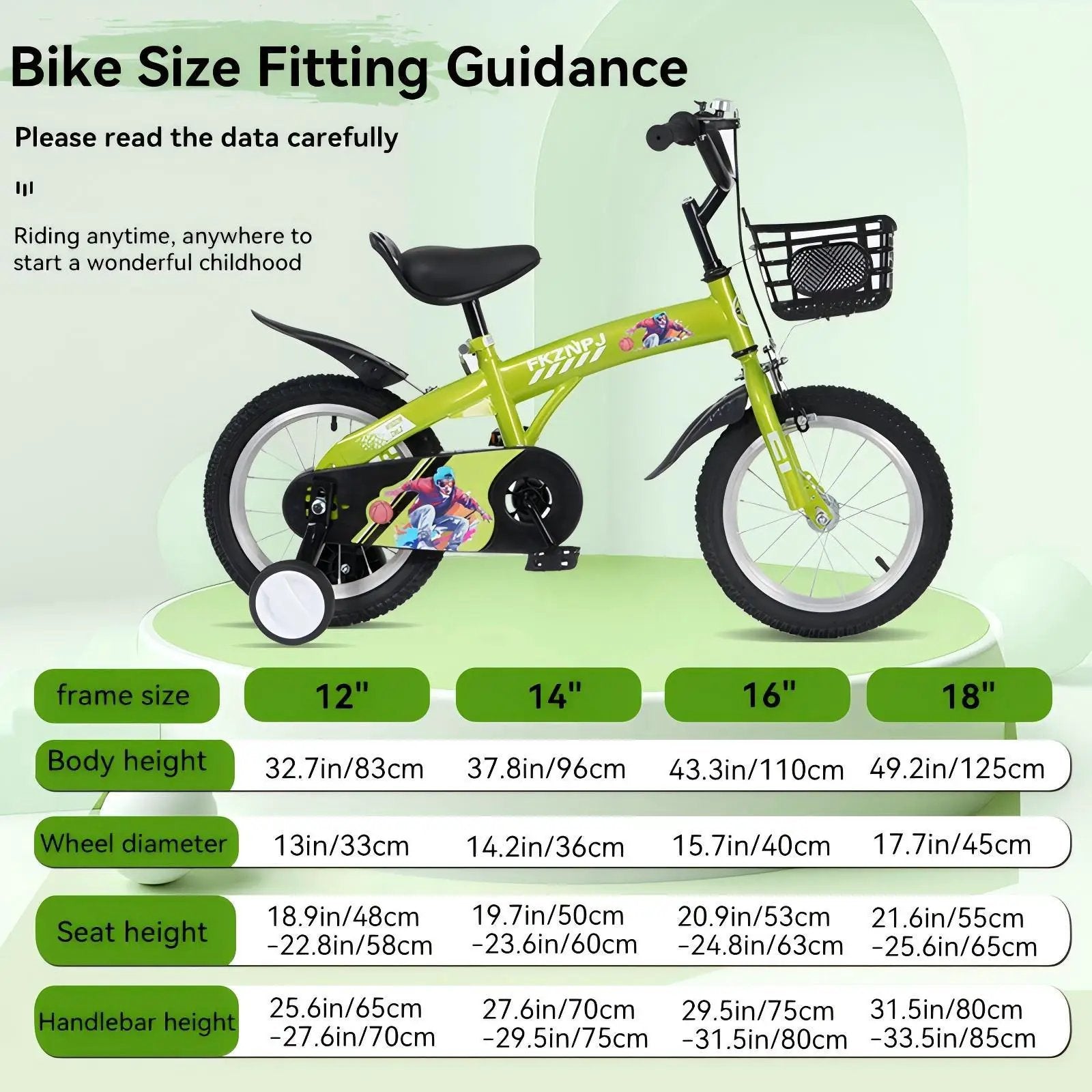 Fkznpj - 18" Sporty Kids Bike With Training Wheels And Stand Adjustable Saddle Suitable For Boys And Girls Aged 5 - 10 Years Tall Height 39 - 49" Available In A Variety Of Colors by HouseOfZazla