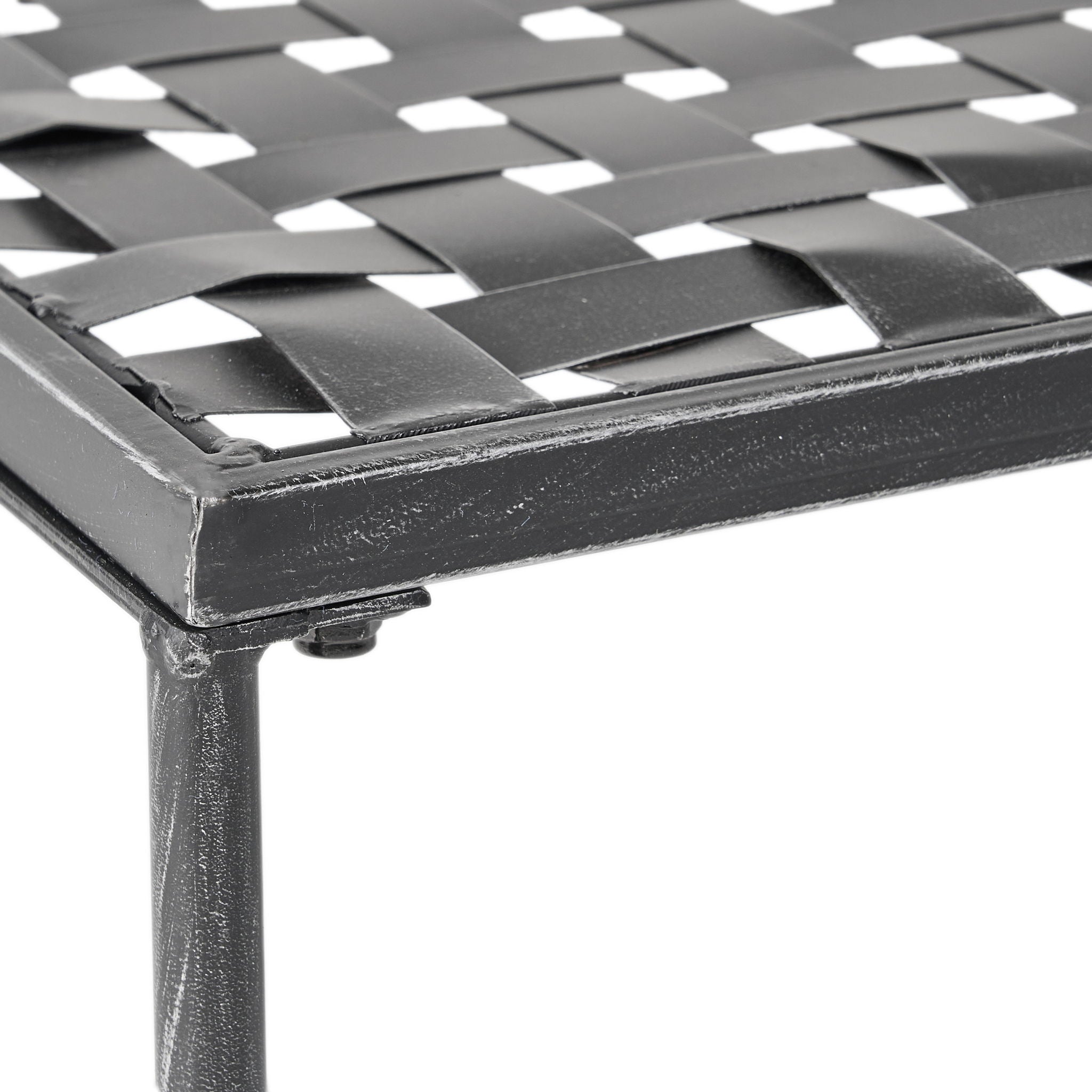 Luna Outdoor Iron Coffee Table - Black Brush Silver by HouseOfZazla