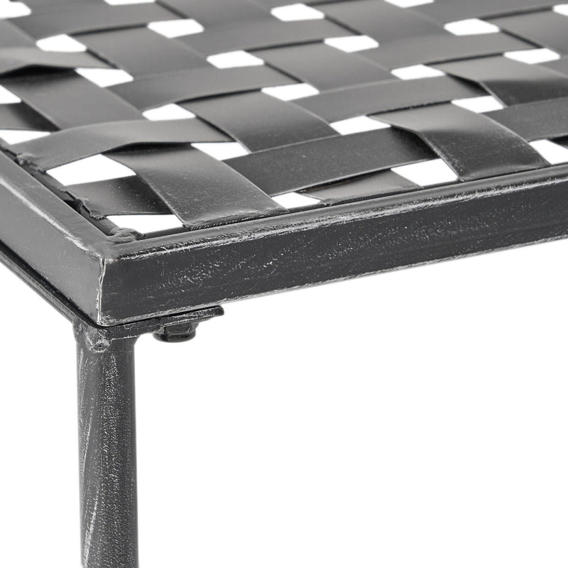 Luna Outdoor Iron Coffee Table - Black Brush Silver by HouseOfZazla