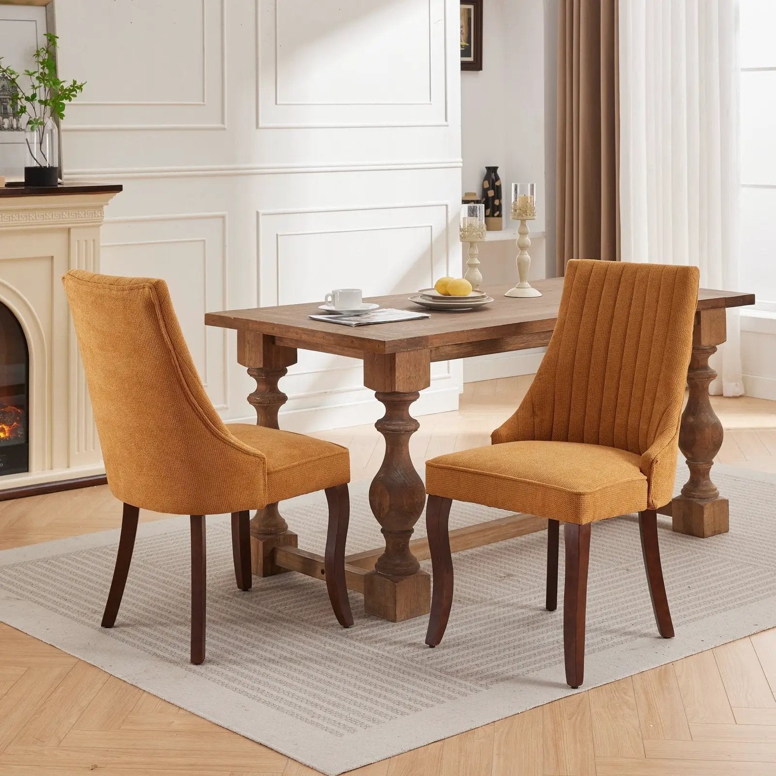 Set of 2 Rayon Cloth Flocking Linen Dining Chairs by BLAKHOM