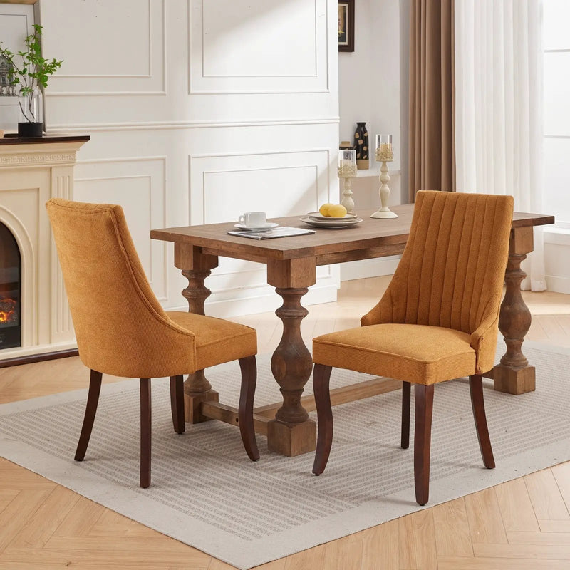 Set of 2 Rayon Cloth Flocking Linen Dining Chairs by BLAKHOM