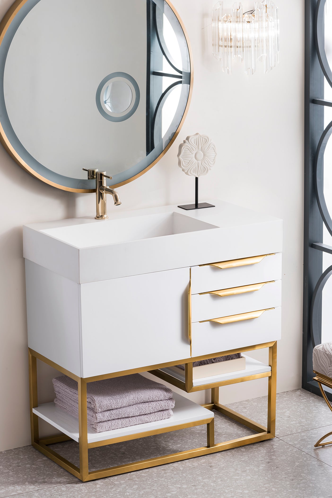 James Martin Columbia 36" Single Bathroom Vanity, Glossy White, view 4