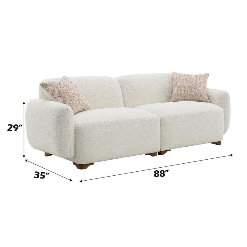 Darius - Sofa With 2 Pillows - Beige Boucle by Unique Piece Furniture