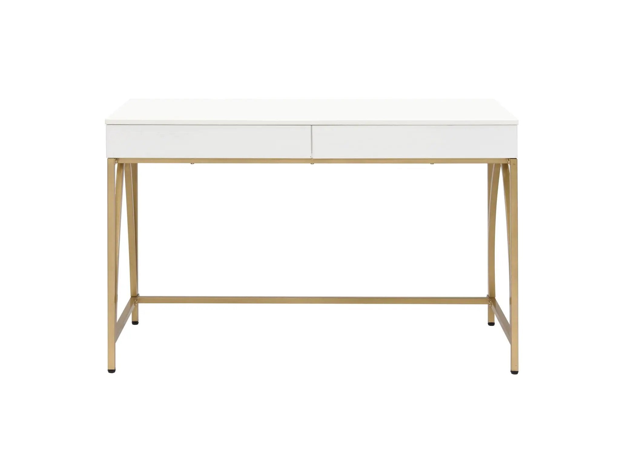 Lightmane - Vanity Desk (Same 92660) - White High Gloss & Gold by Unique Piece Furniture