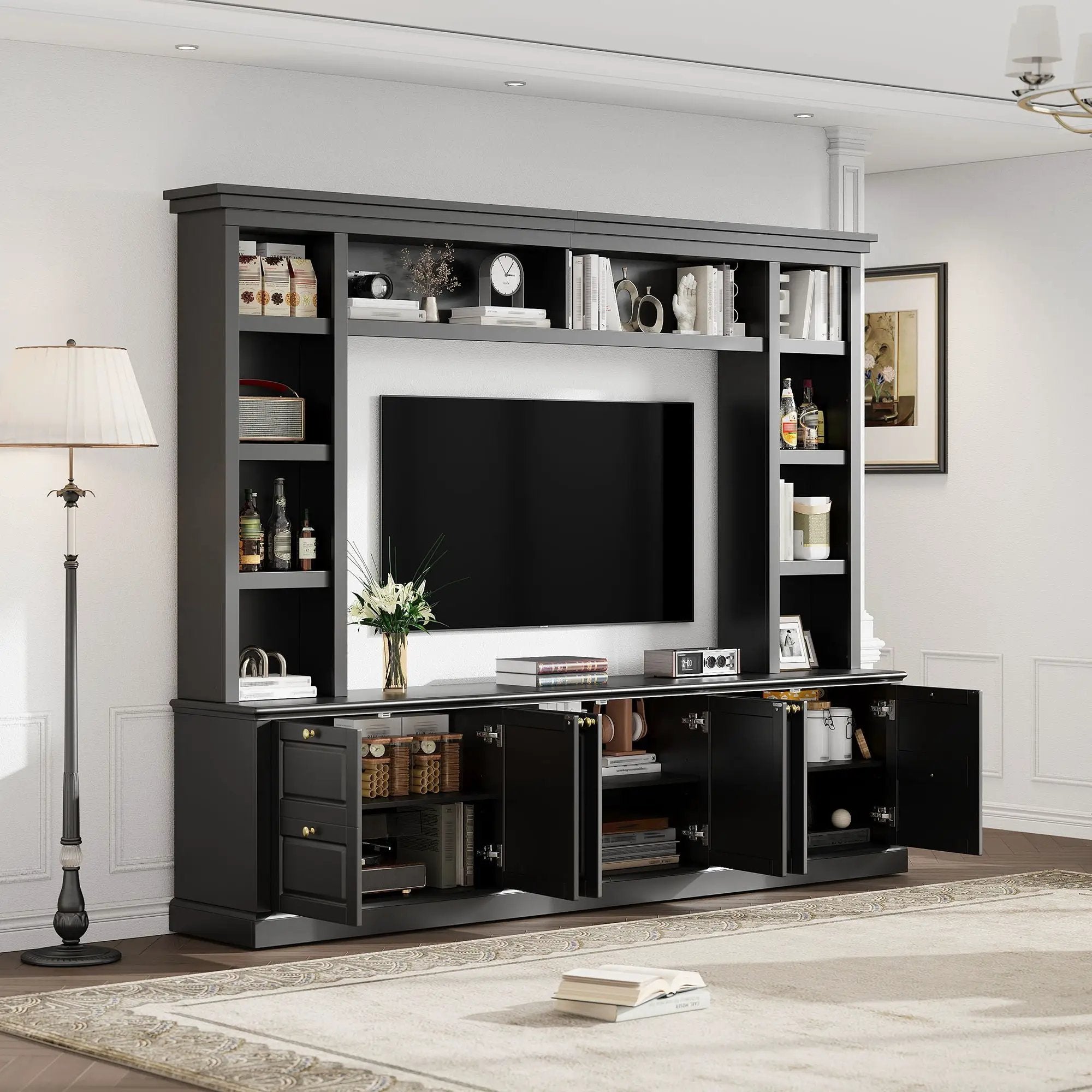 All-In-One TV Stand With Bookcase For TVs Up To 70" by Unique Piece Furniture