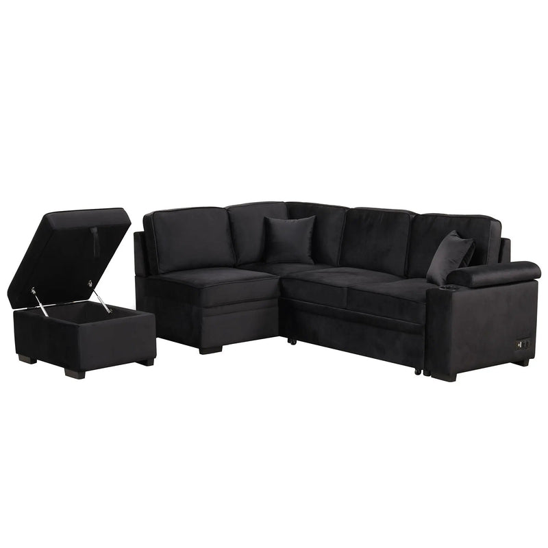 Sleeper Sofa Bed, 2 In 1 Pull Out Sofa Bed L Shape Couch With Storage Ottoman For Living Room, Bedroom Couch And Small Apartment by HouseOfZazla