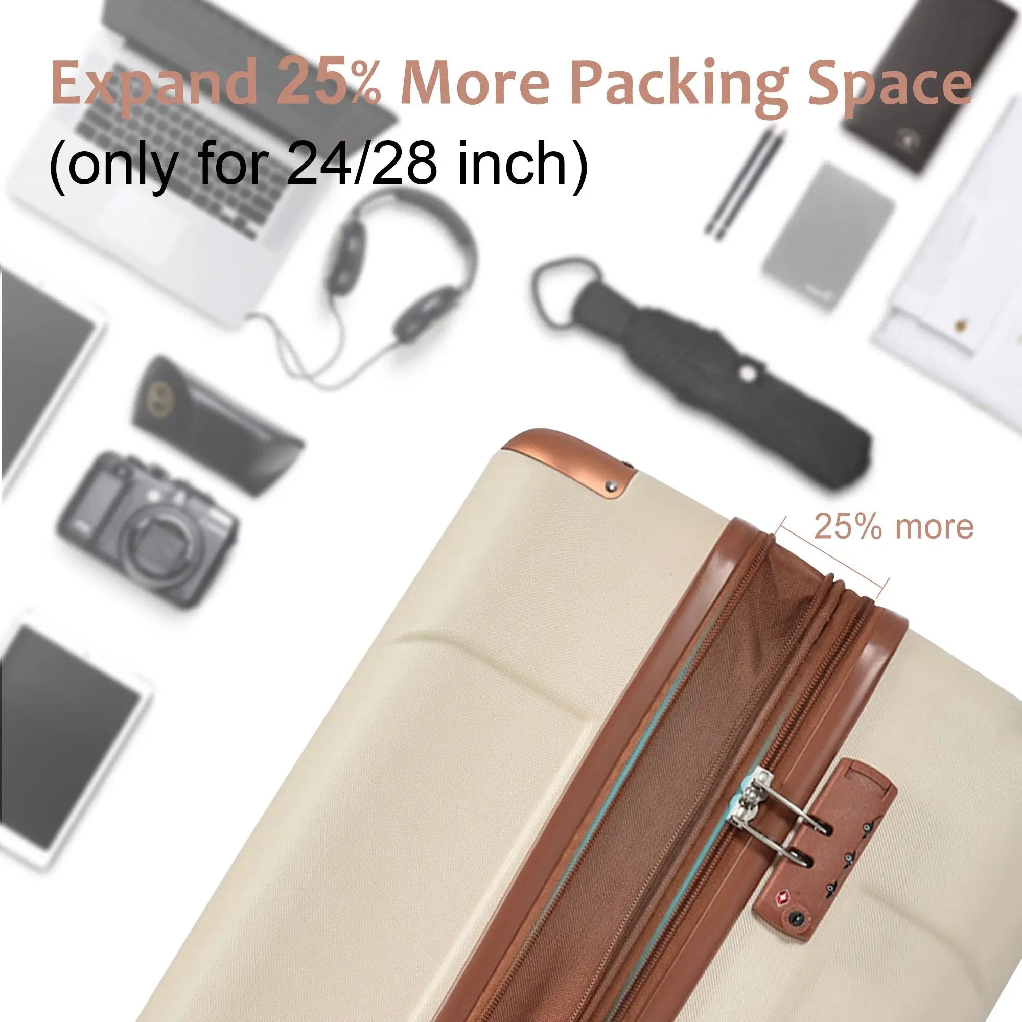 3 Piece Expandable Hard Shell Luggage Set with TSA Lock by HouseOfZazla