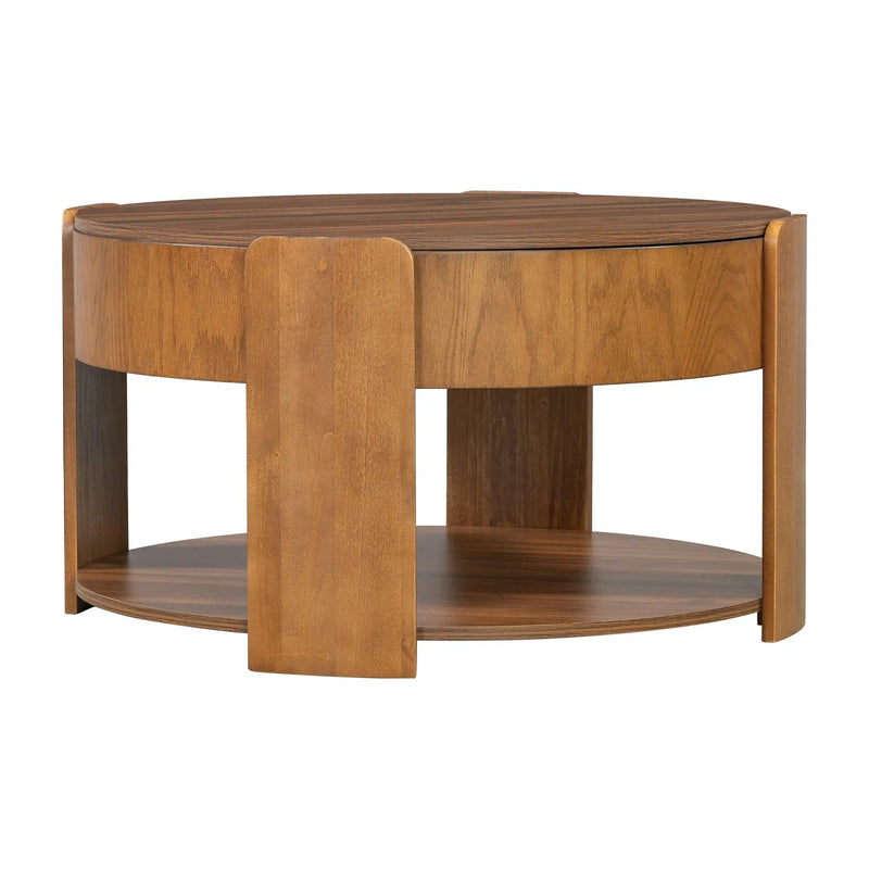Vibe Haus Farmhouse Round Lift Top Coffee Table with Hidden Storage by HouseOfZazla