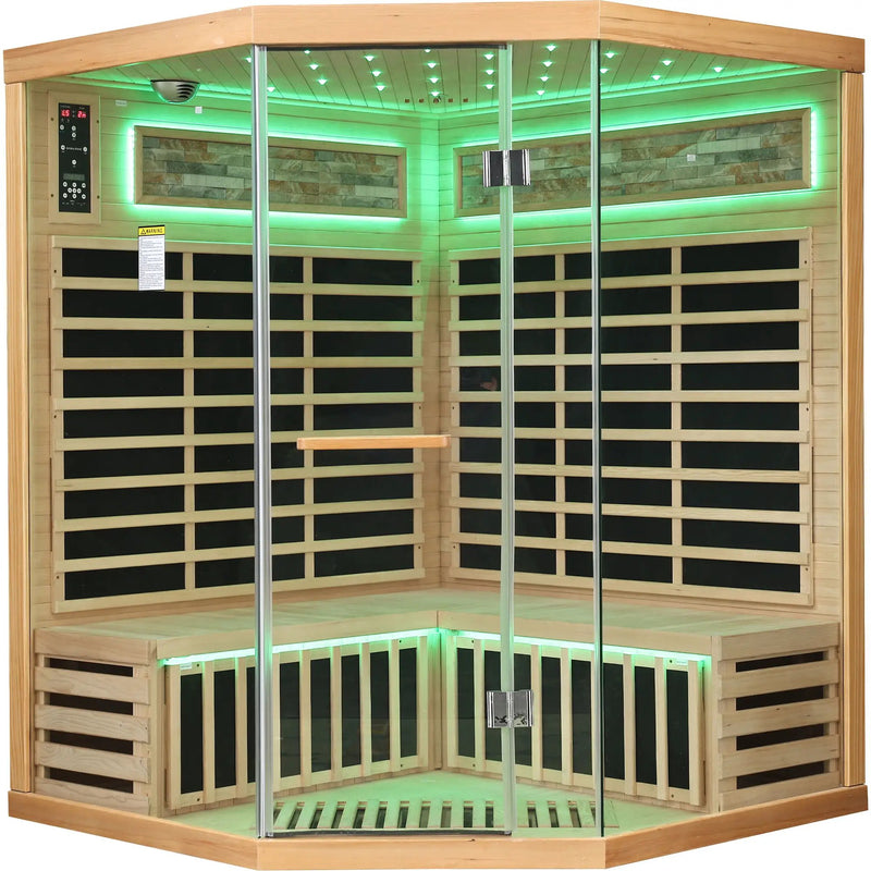 Pentagonal Sauna Room With Carbon Heating Plates - American White Oak by HouseOfZazla