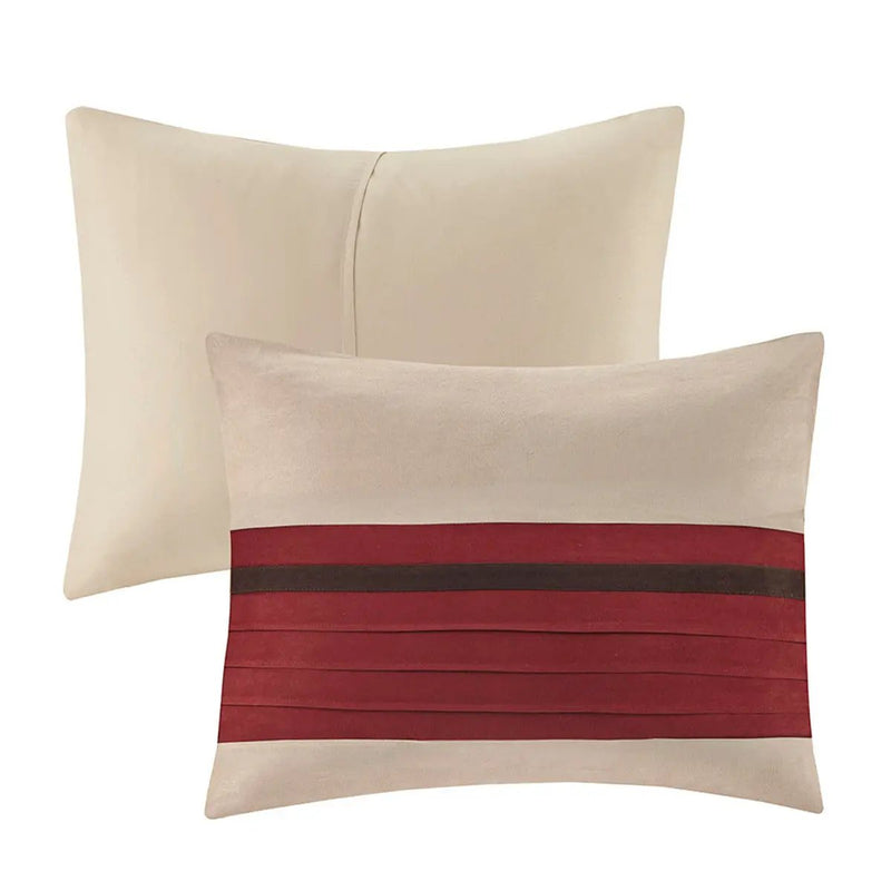 7 Pc Pieced Faux Suede Comforter Set Red King by HouseOfZazla