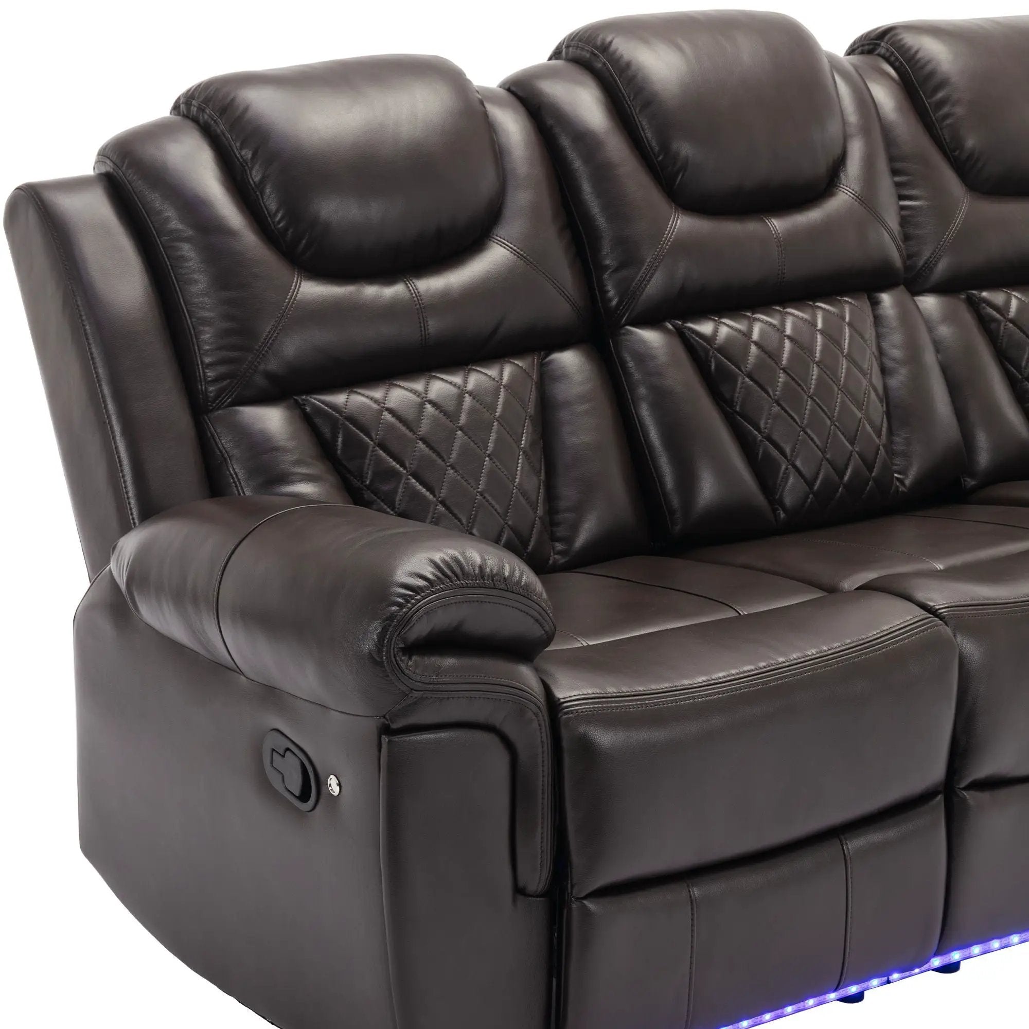 Home Theater Seating Manual Recliner Chair With Center Console And Led Light Strip For Living Room by HouseOfZazla