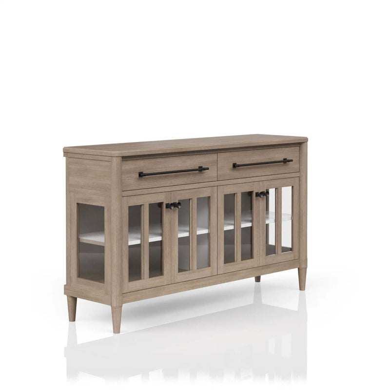 Power Ready - Buffet With Glass Cabinet Doors - Sand by Unique Piece Furniture