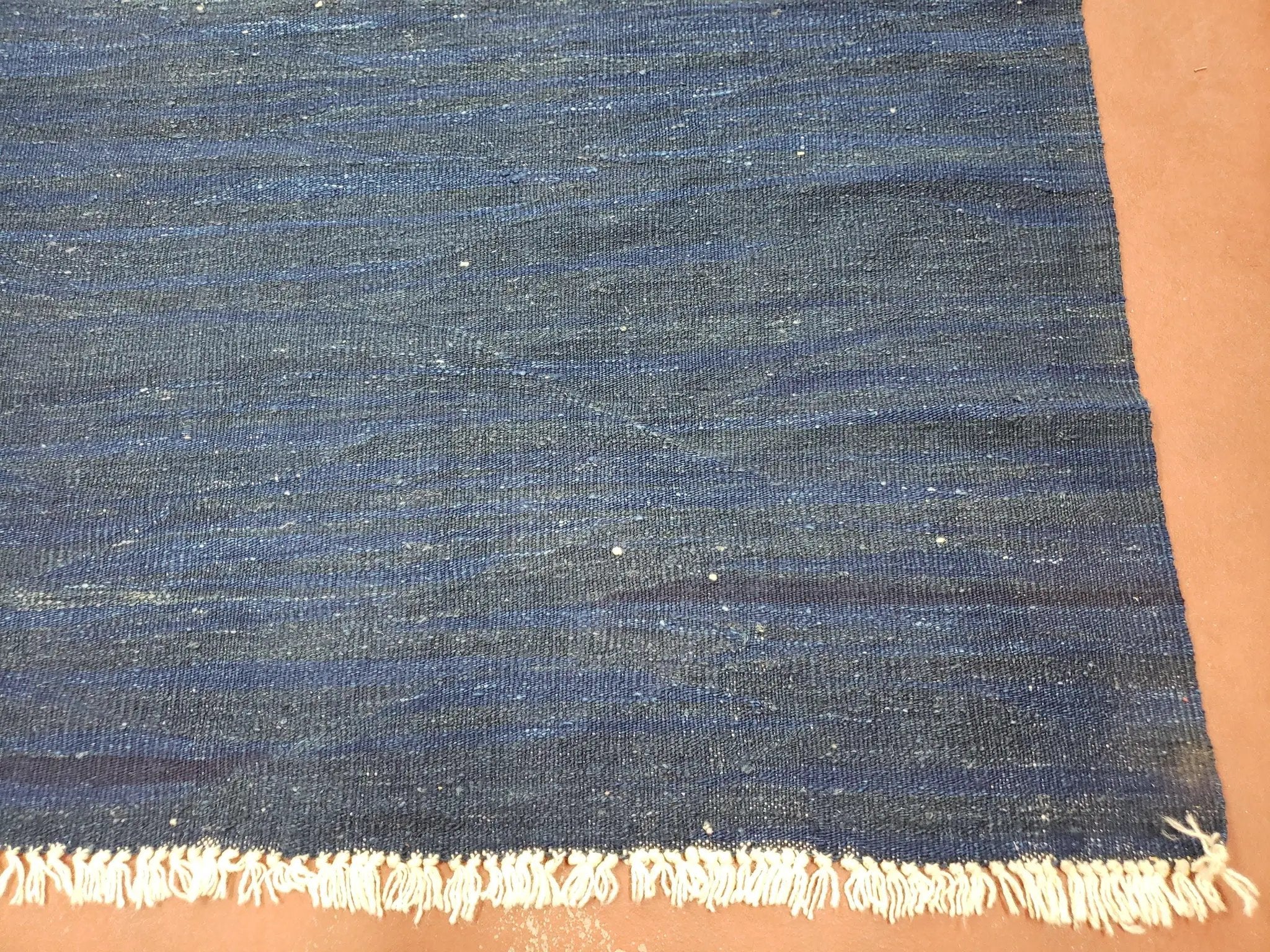 Large Blue Turkish Kilim Rug 7x10, Handmade, Wool by Jewel Rugs