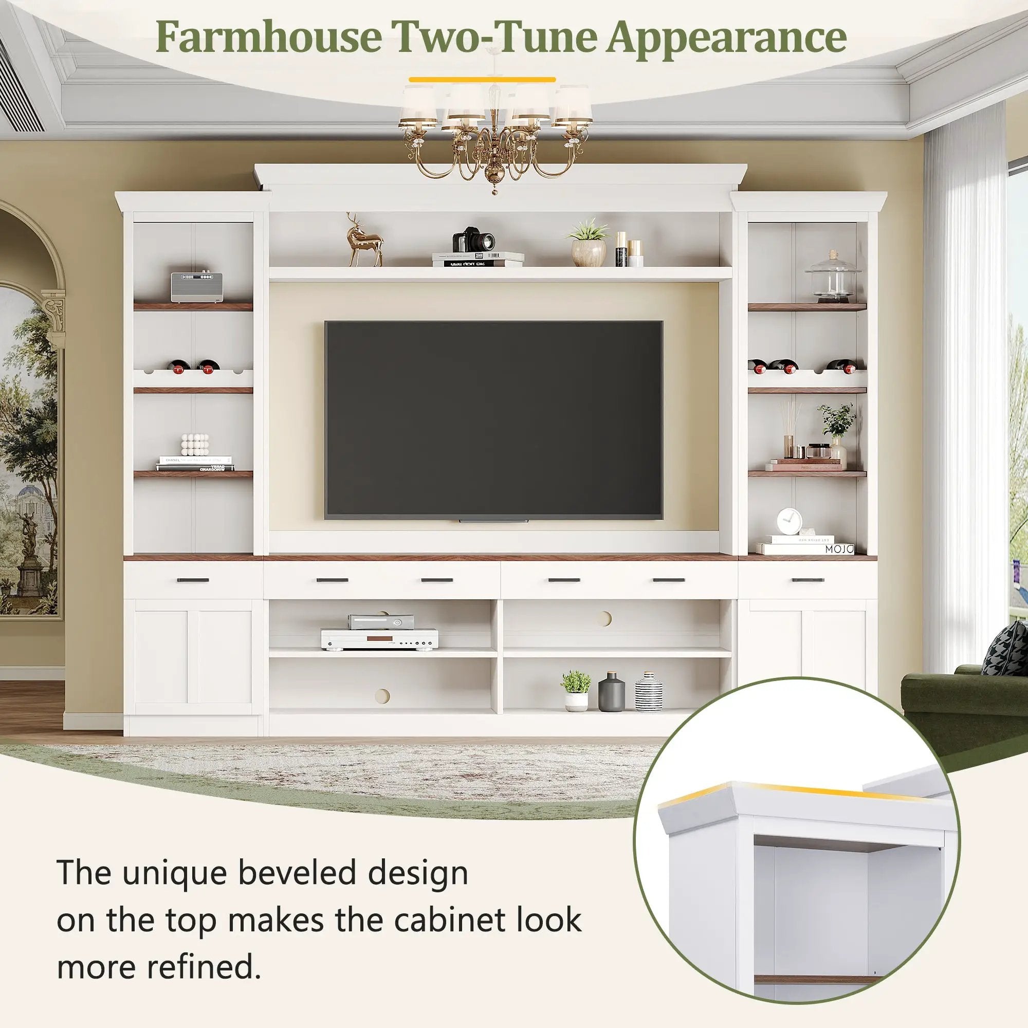 Farmhouse 4-Piece Entertainment Center with Bookshelf for TVs Up to 70" by HouseOfZazla