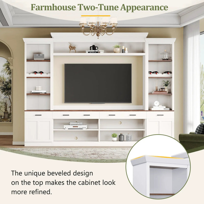 Farmhouse 4-Piece Entertainment Center with Bookshelf for TVs Up to 70" by HouseOfZazla