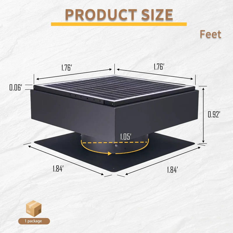 12" Solar Roof Vent Fan, 40W Dual Power Attic Exhaust Fan with Remote & Auto Start by HouseOfZazla