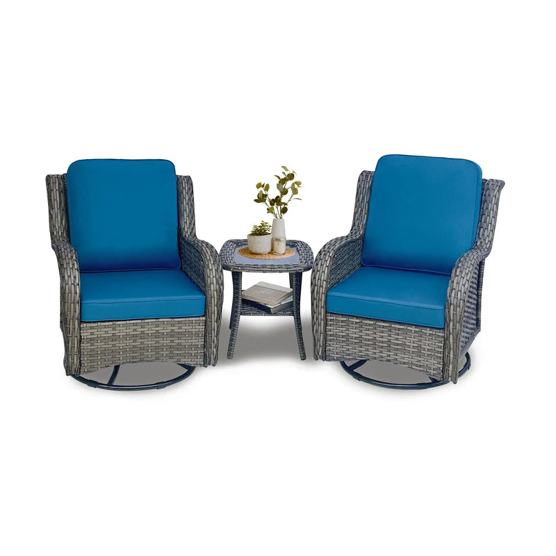 Wicker Patio Furniture Set - 3 Piece Rattan Outdoor Sectional Conversation Set by HouseOfZazla
